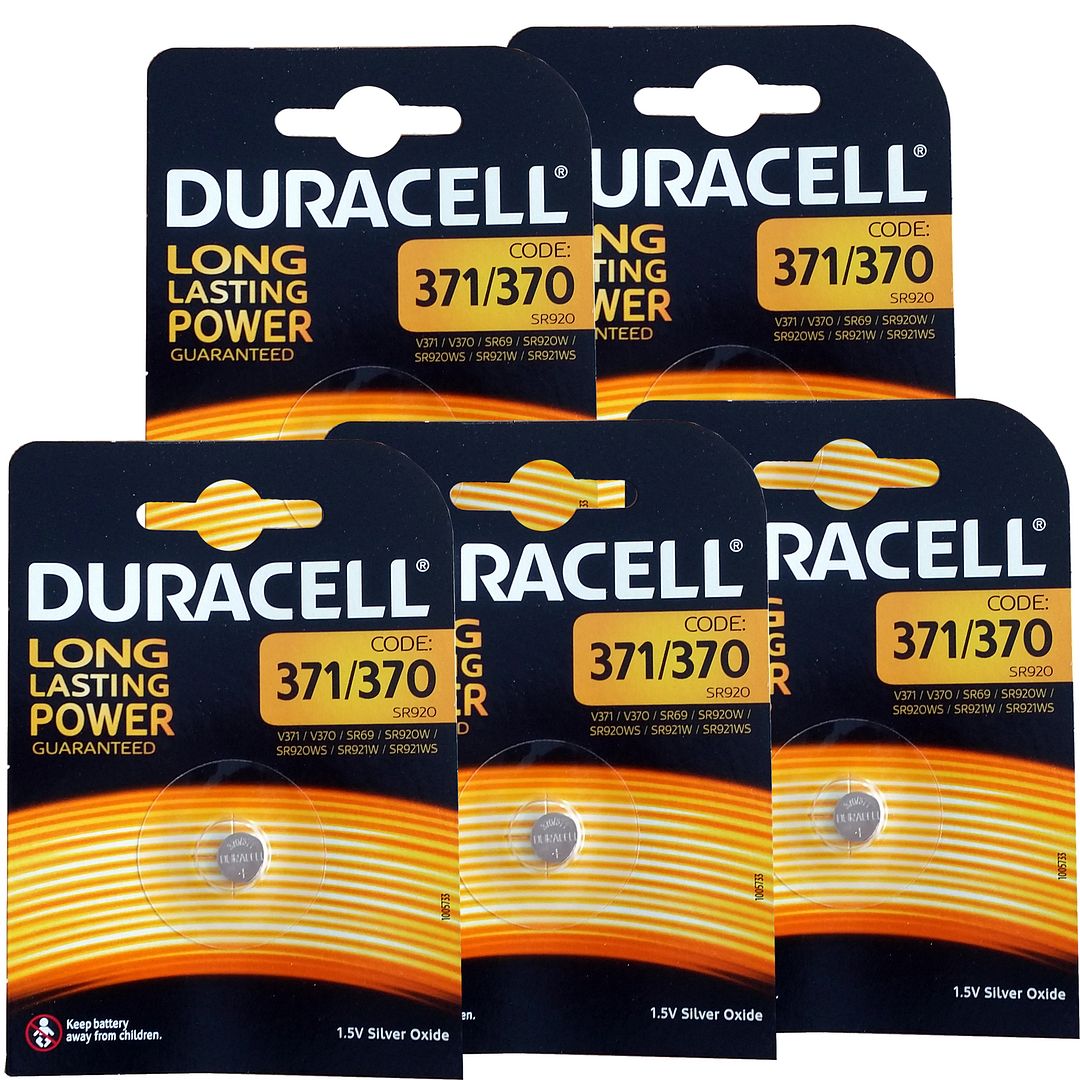Pile 371 370 Equivalent 5 Duracell 371/370 SR920 Batteries Silver Oxide 1.5V WATCH BATTERY EXP
